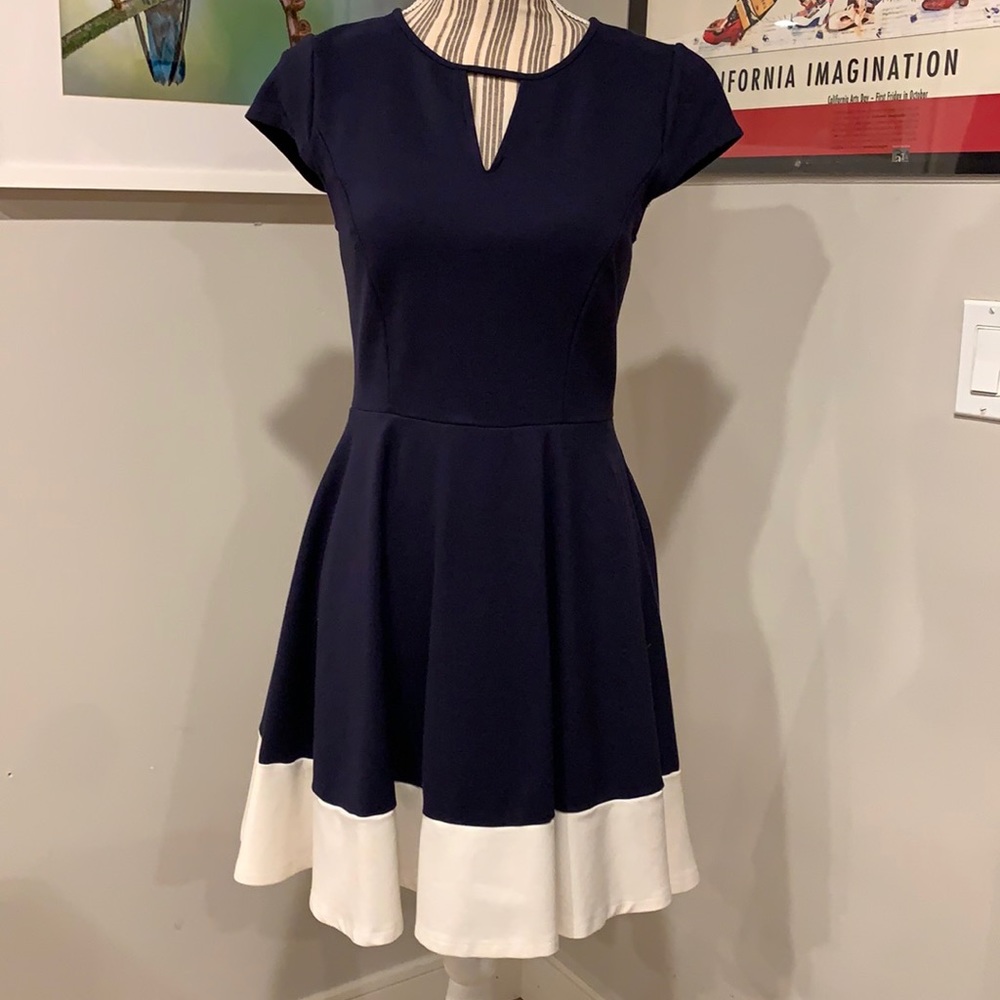 Julie Brown Dress, short sleeve, navy/cream